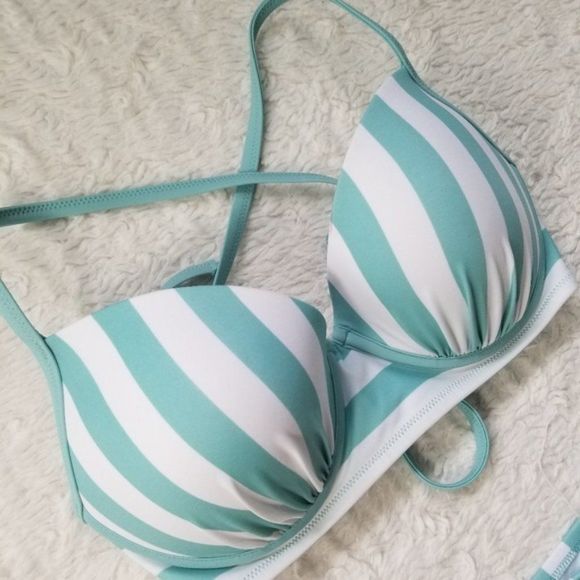 Shade & Shore Bikini Top Teal Stripe - Picture 10 of 11